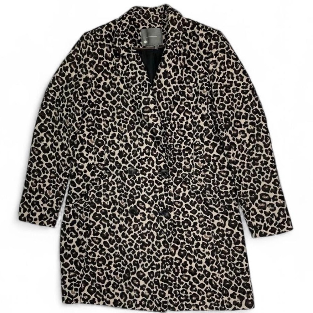 Anthropologie Black and Cream Leopard Coat